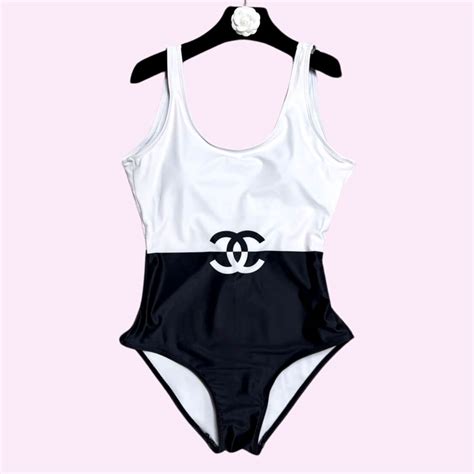 black & white swimsuit chanel inspired